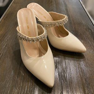 Brand New High Heel Sandal/Mule , Cream